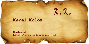 Karai Kolos névjegykártya