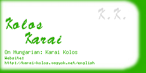 kolos karai business card